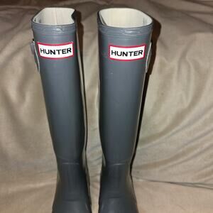 EUC Hunter Women's Waterproof Graphite Knee High Rain Boots PullOn US 8 EU 39